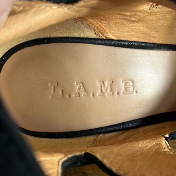 L.A.M.B Georgio Black Suede Velcro Closure Stiletto Platform Heels - Picture 10 of 10